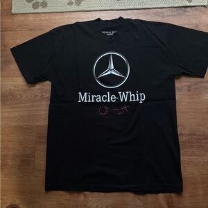 Miracle Black Graphic Tee with White Logo and Pink Accent